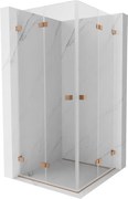 Mexen Lunar-F Duo cabine de duche dobrável 80 x 80 cm, transparente, cobre escovado - 836-080L-080P-65-00