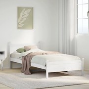 Cama sem colchão 75x190 cm madeira de pinho maciça branco