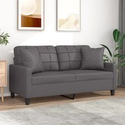 vidaXL Sofá 2 lugares + almofadas decorativas 140cm couro artif. cinza