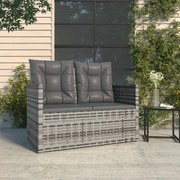 vidaXL Banco de jardim com almofadões 105 cm vime PE cinzento