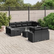 vidaXL 11 pcs conjunto sofás de jardim c/ almofadões vime PE preto