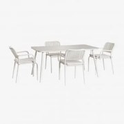 Conjunto De Mesa De Jantar E 4 Cadeiras Arhiza Gardénia Branco - Sklum