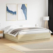 vidaXL Estrutura de cama 200x200 cm derivados madeira carvalho sonoma