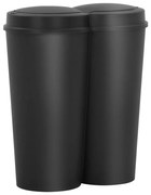 Caixote de lixo duplo 50 L preto