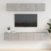 vidaXL Conjunto móveis de TV 5 pcs madeira processada cinzento cimento