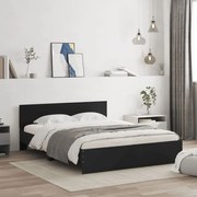 vidaXL Estrutura de cama com cabeceira 140x190 cm preto