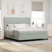 Cama de Box Spring vidaXL com Colchão e Luz LED Cinza Claro 180x200 cm Veludo
