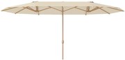 Outsunny Chapéu de Sol Duplo 455x265 cm Exterior Manivela Manual Proteção Solar Resistente Intempéries Grande Creme | Aosom Portugal