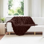 vidaXL Cobertor de Peles de Coelho Olite Camelo 130 x 150 cm Poliéster