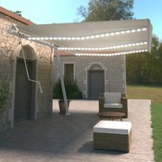 vidaXL Toldo automático com LED e sensor de vento 600x350 cm creme