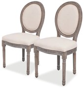 Cadeiras de jantar 2 pcs tecido cor creme