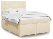 vidaXL Cama com molas/colchão 140x190 cm tecido cor creme
