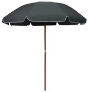 Guarda-sol de jardim com poste de aço 240 cm antracite