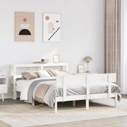 Cama sem colchão 150x200 cm madeira de pinho maciça branco