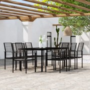 9 pcs conjunto de jantar para jardim preto