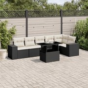 vidaXL 7 pcs conjunto de sofás p/ jardim c/ almofadões vime PE preto