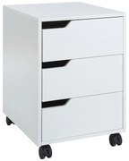 HOMCOM Gavetas Bloco de Gavetas Móvel com 3 Gavetas e Rodas para Escritório 40x50x57,5 cm Branco | Aosom Portugal