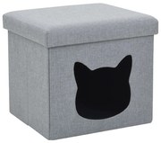 vidaXL Ninho para gatos dobrável linho artificial 37x33x33 cm cinzento