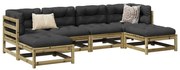 6 pcs conjunto sofás de jardim c/ almofadões pinho impregnado