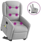 vidaXL Poltrona elevatória de massagens tecido cinzento-nublado