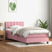 Cama com molas/colchão 80x220 cm veludo rosa