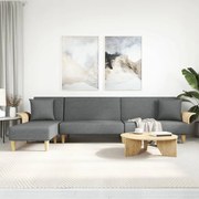Sofá-cama em forma de L 279x140x70 cm tecido cinzento-escuro