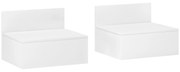 HOMCOM Conjunto de 2 Mesas de Cabeceira Flutuante Conjunto de 2 Mesas de Cabeceira de Parede com Gaveta 43x36,5x30,5 cm Branco | Aosom Portugal