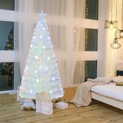 Árvore de Natal artificial de fibra ótica de 180 cm branca pré-iluminada com 230 pontas de ramos Luz das estrelas 36 luzes Branca