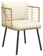 vidaXL Cadeira de jardim com almofadões vime PE naturais