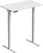 HOMCOM Secretária Elevatória com Memória, Altura Regulável, 2 Passa-cabos e Ecrã LED, Branco | Aosom Portugal