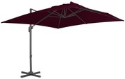 Guarda-sol jardim cantilever c/ poste alumínio 300x300 cm bordô