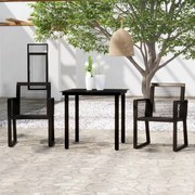 3 pcs conjunto de jantar para jardim preto