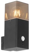 Candeeiro de parede exterior preto IP44 com sensor de movimento - Denmark Moderno