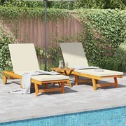 Camas de Sol vidaXL 2 pcs com Rodas e Almofada em Madeira Sólida Acácia