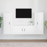 Conjunto móveis de TV 3 pcs madeira processada branco