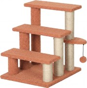 PawHut Árvore arranhadora, escada para animais, 3 degraus, bola de brincar, até 5 kg, 45x40x48cm, Castanho | Aosom Portugal