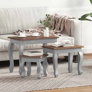 vidaXL Conjunto de mesas de encastrar 3 pcs madeira de mogno maciça