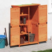 vidaXL Abrigo p/ ferramentas jardim 83x57x140 cm pinho maciço castanho