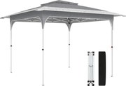 Outsunny Tenda Dobrável 3,5x3,5 m Pop-up com Altura Ajustável 3 Níveis Teto Duplo Fecho Central e Bolsa UPF50+ Cinzento | Aosom Portugal