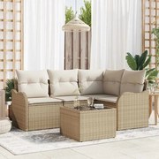 vidaXL Conjunto de Sofá de Jardim com 5 Peças da com Almofadas em Rattan Sintético Marrom