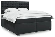 vidaXL Cama com molas/colchão 200x200 cm couro artificial preto