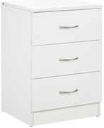 HOMCOM Mesa de Cabeceira Moderna Mesa de Cabeceira com 3 Gavetas e Puxadores de Alumínio para Dormitório 40x35x58 cm Branco | Aosom Portugal