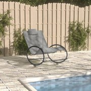 vidaXL Espreguiçadeira com almofada aço e textilene cinza