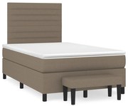 Cama boxspring c/ colchão 120x190cm tecido castanho-acinzentado
