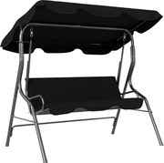Outsunny Baloiço de Jardim de 2-3 Lugares com Toldo Ajustável Impermeável e Estrutura de Aço para Pátio Varanda 170x110x153 cm Preto | Aosom Portugal