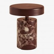 Lâmpada De Mesa Led Sem Fios Para Exterior Em Ferro E Pedra Natural Isasia Mármore Vermelho Cherry Gold - Sklum