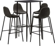 vidaXL 5 pcs conjunto de bar tecido cinzento-escuro