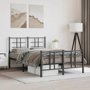 vidaXL Estrutura de cama com cabeceira e pés 120x190 cm metal preto