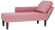 vidaXL Chaise lounge c/ almofada/apoio de braços direito veludo rosa