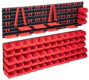 141 pcs kit caixas arrumação c/ painéis parede vermelho e preto